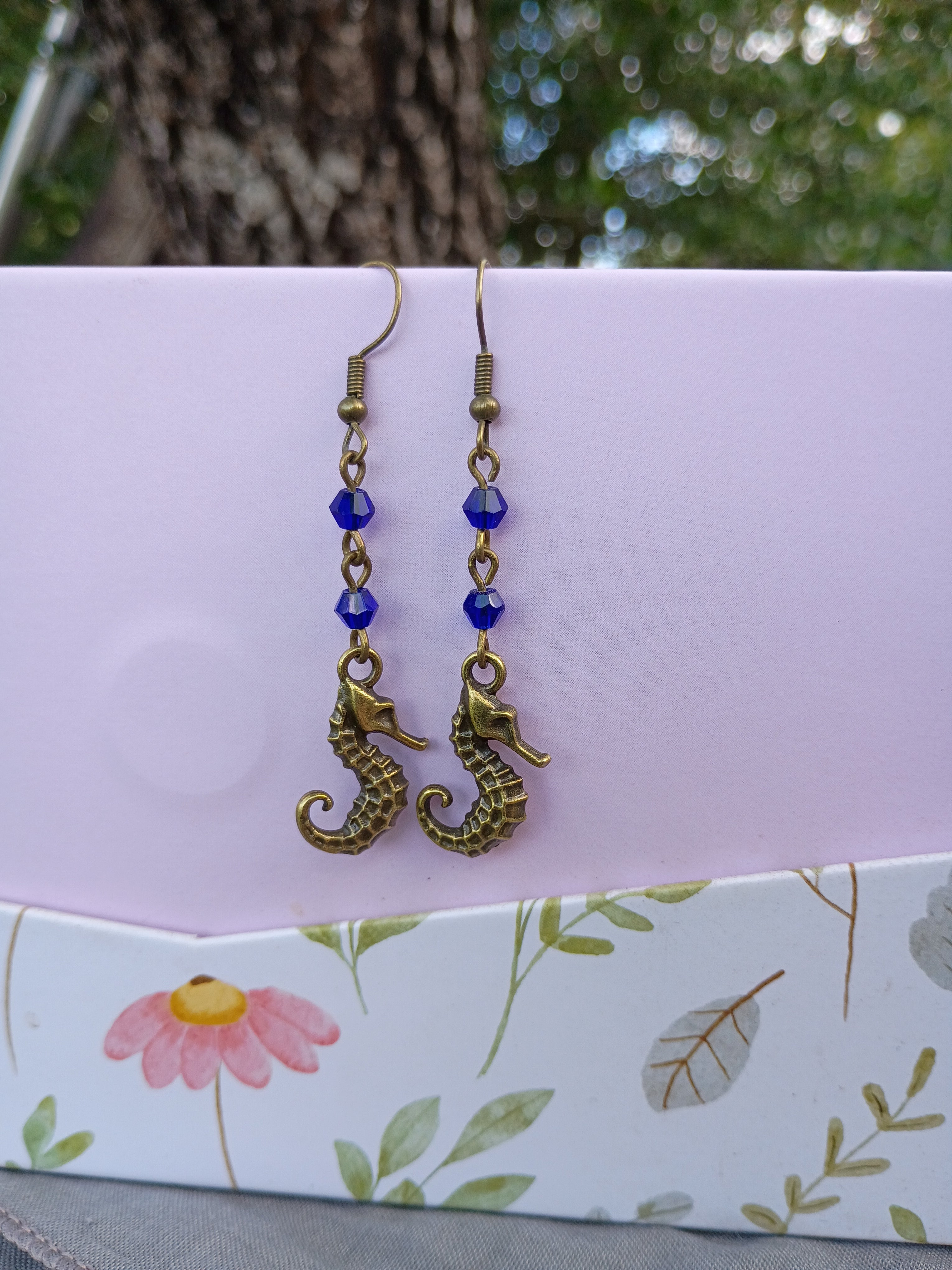 Bronze seahorse earrings
