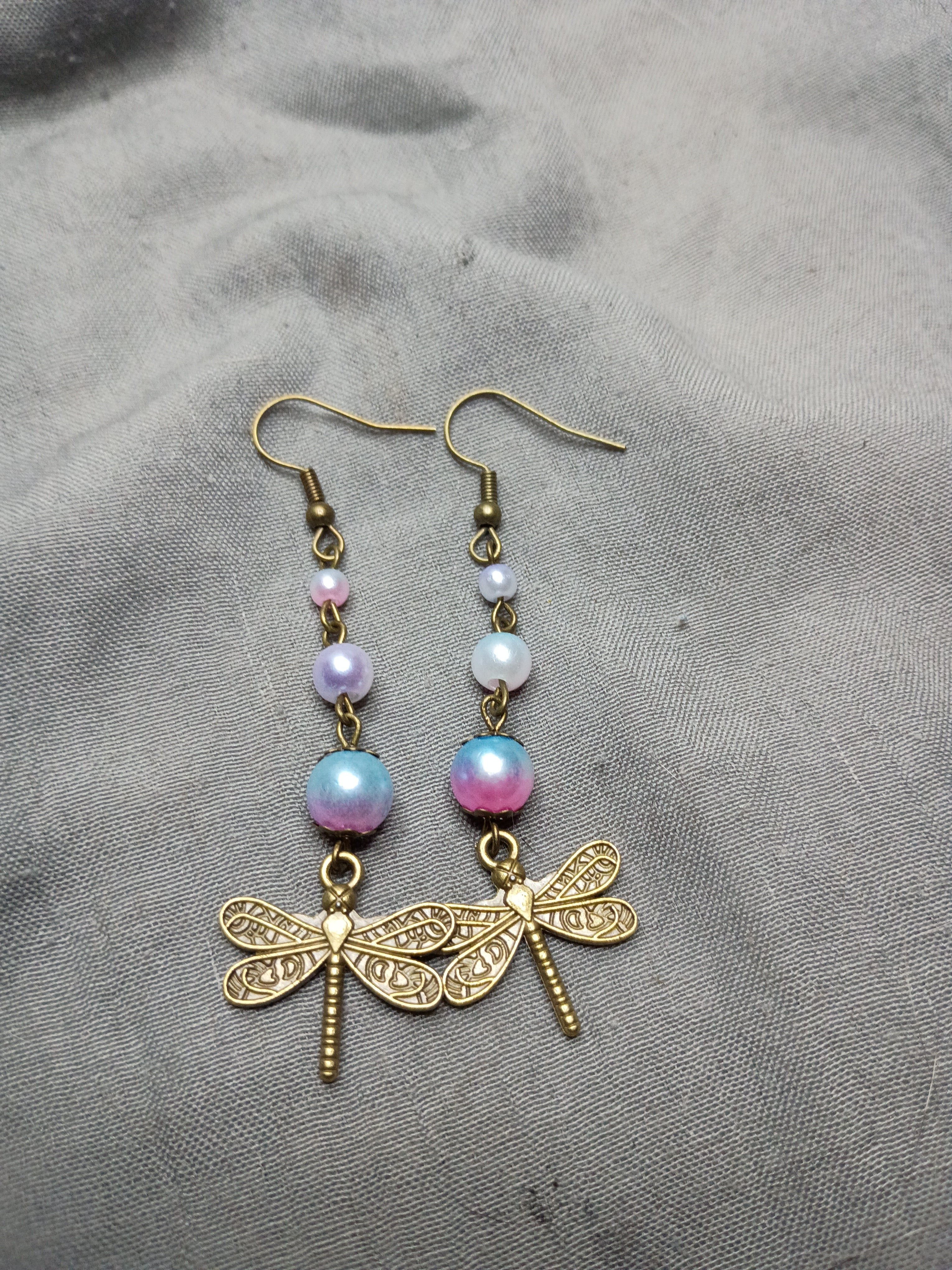 Antique bronze dragonfly earrings
