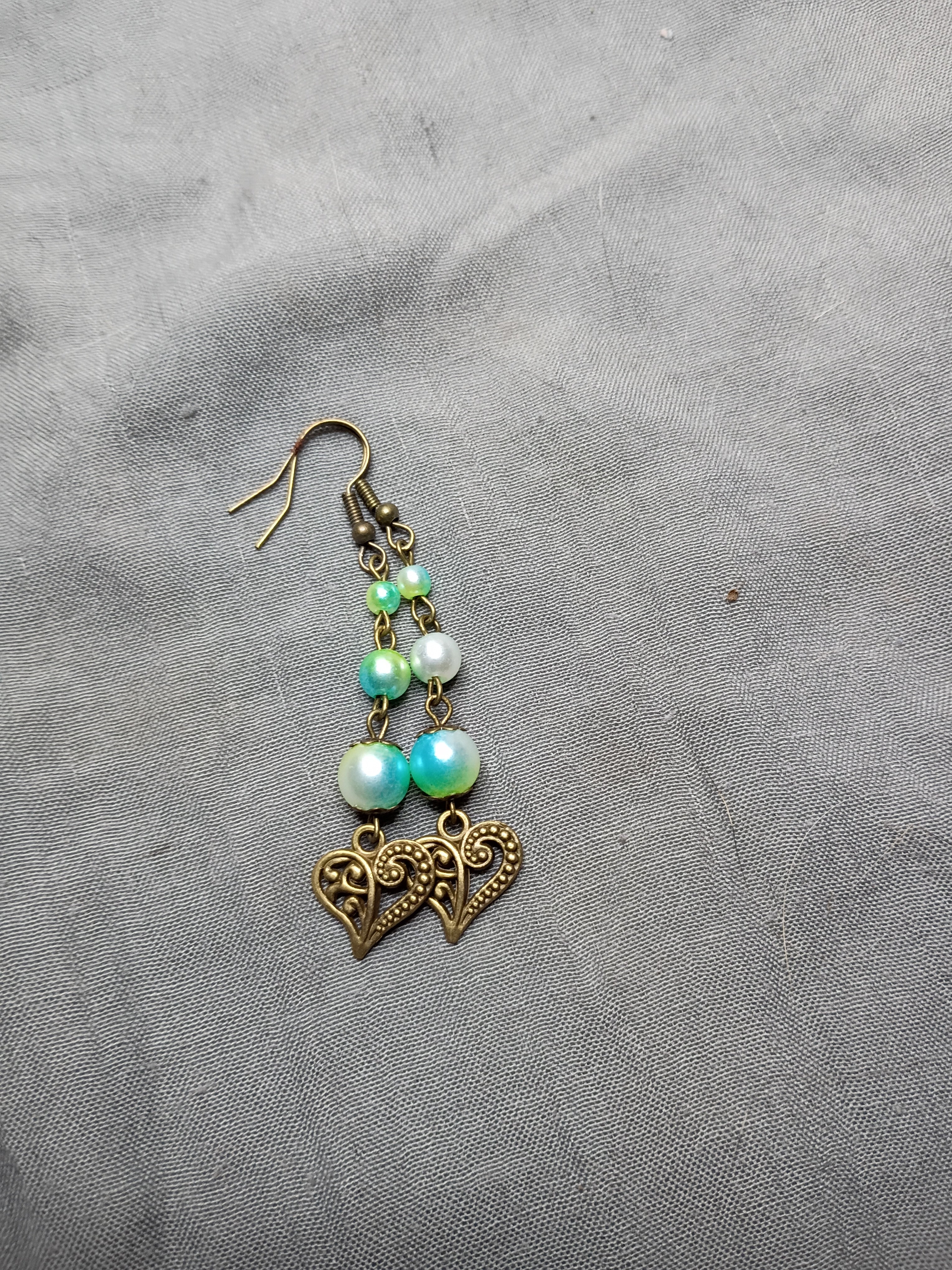 Antique bronze heart earrings