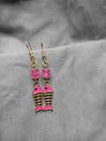 Enamel fishbone earrings