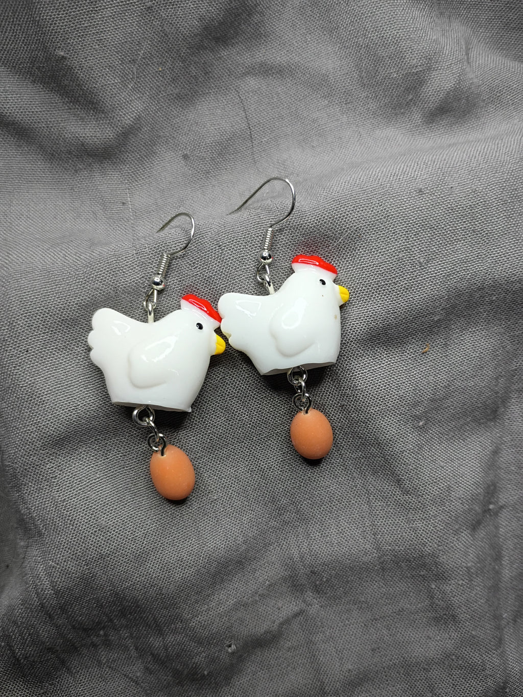 Chicken with egg earrings
