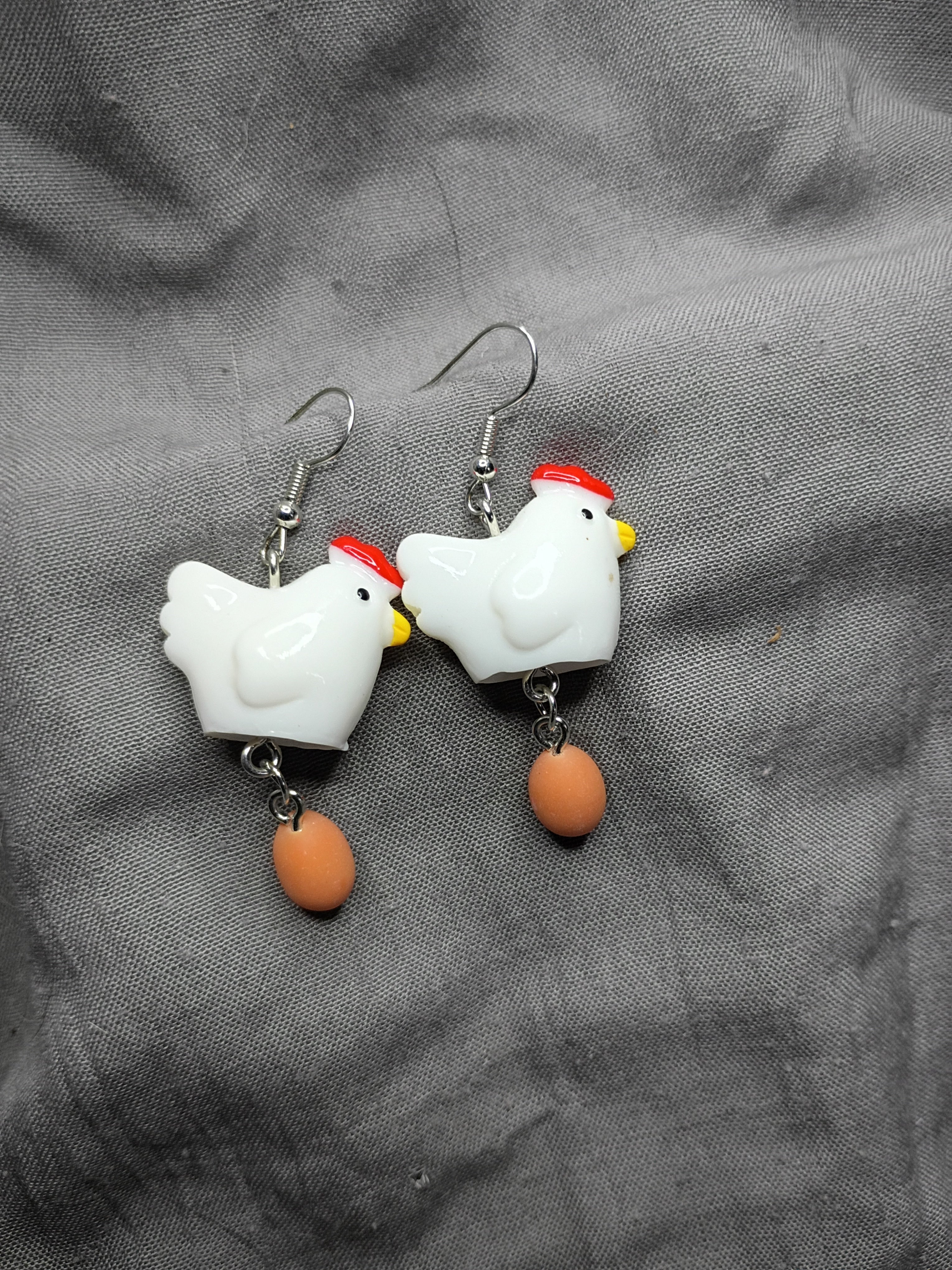 Chicken with egg earrings