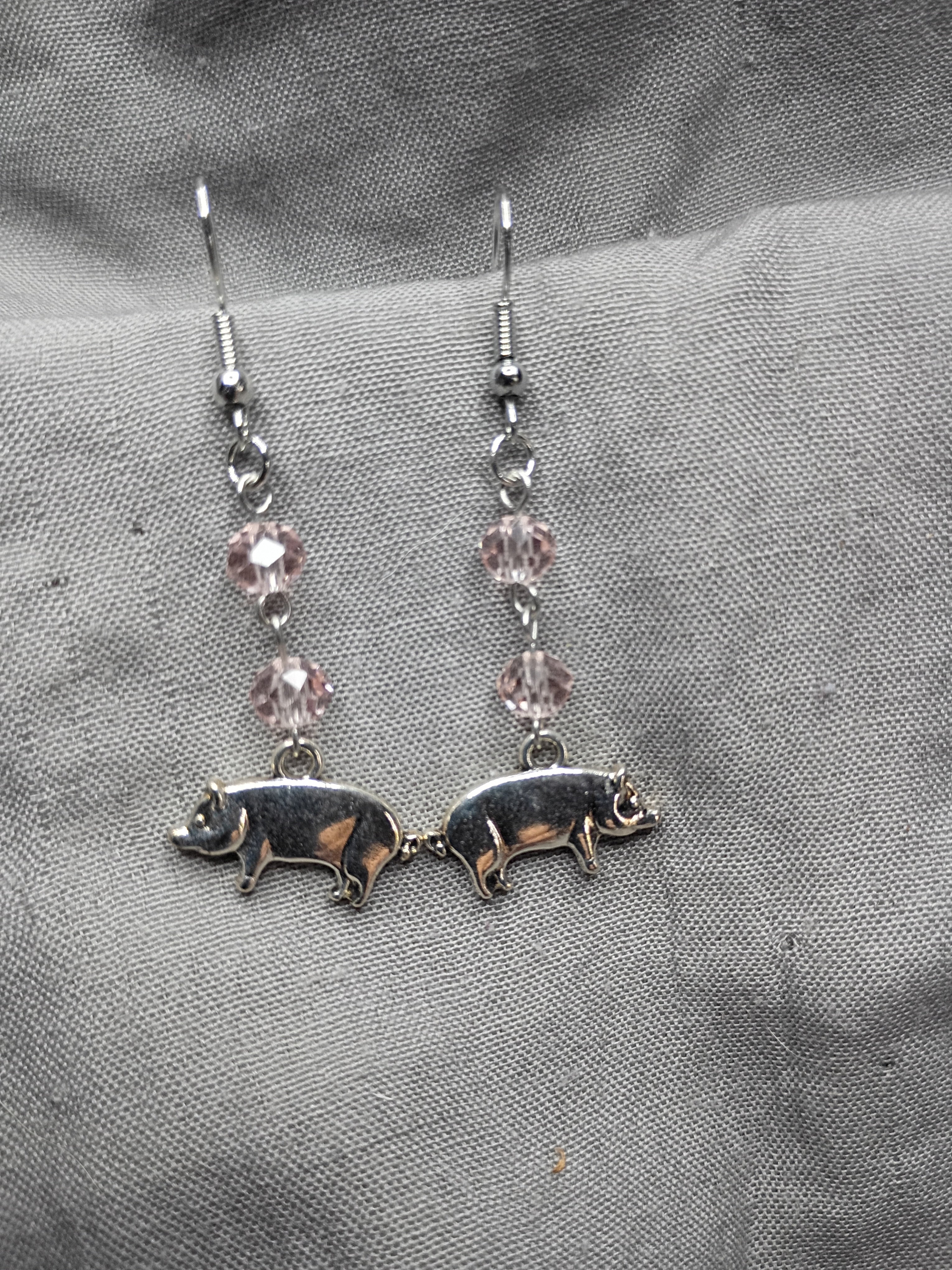 Antique silver pig earrings
