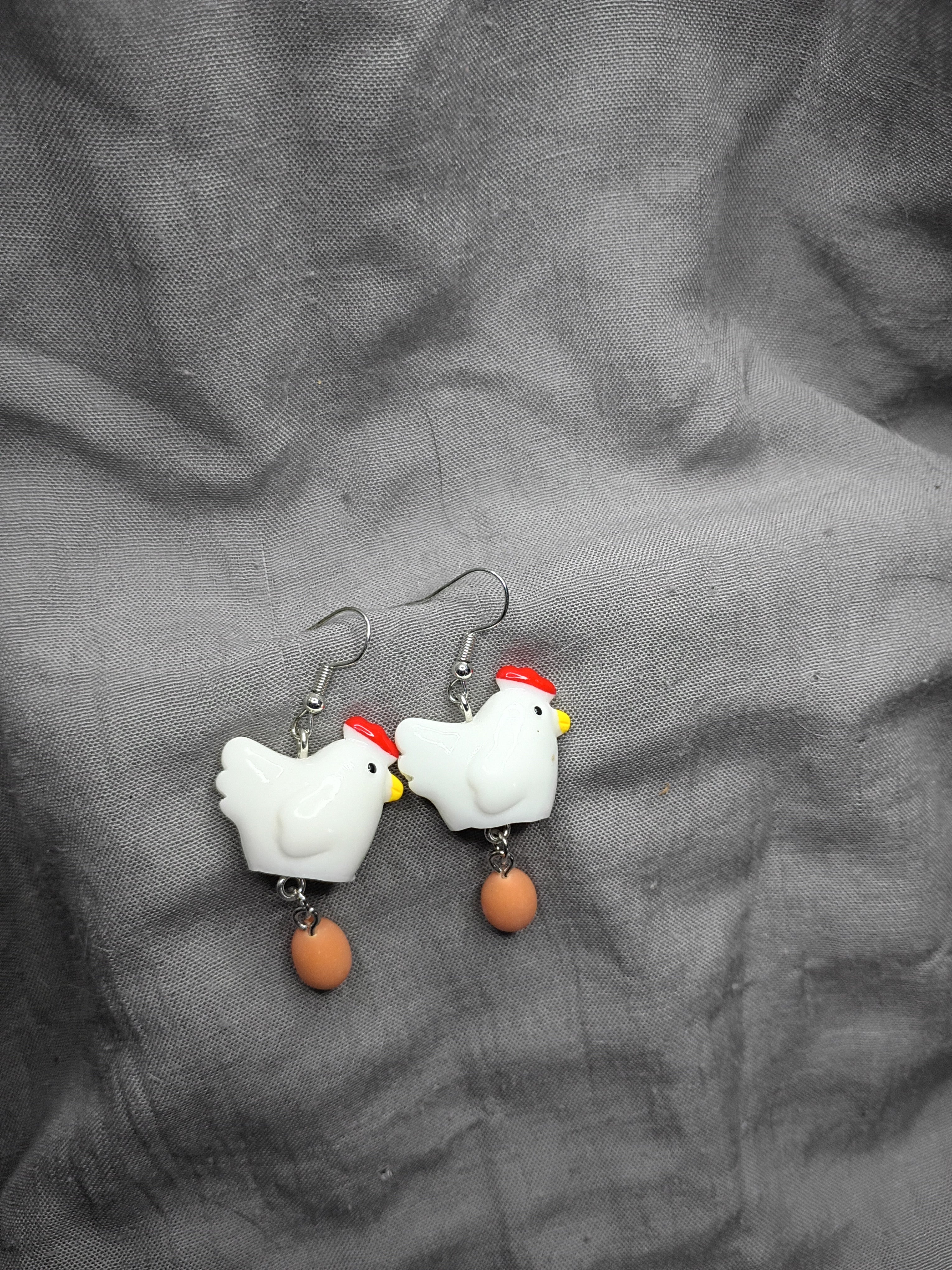 Chicken with egg earrings
