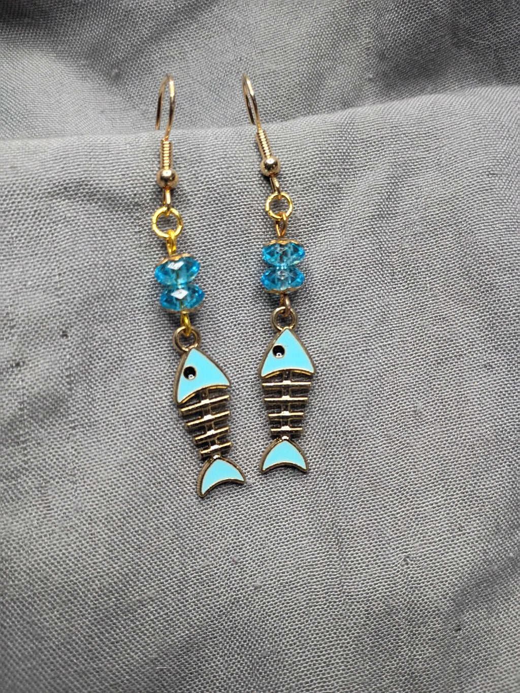 Enamel fishbone earrings