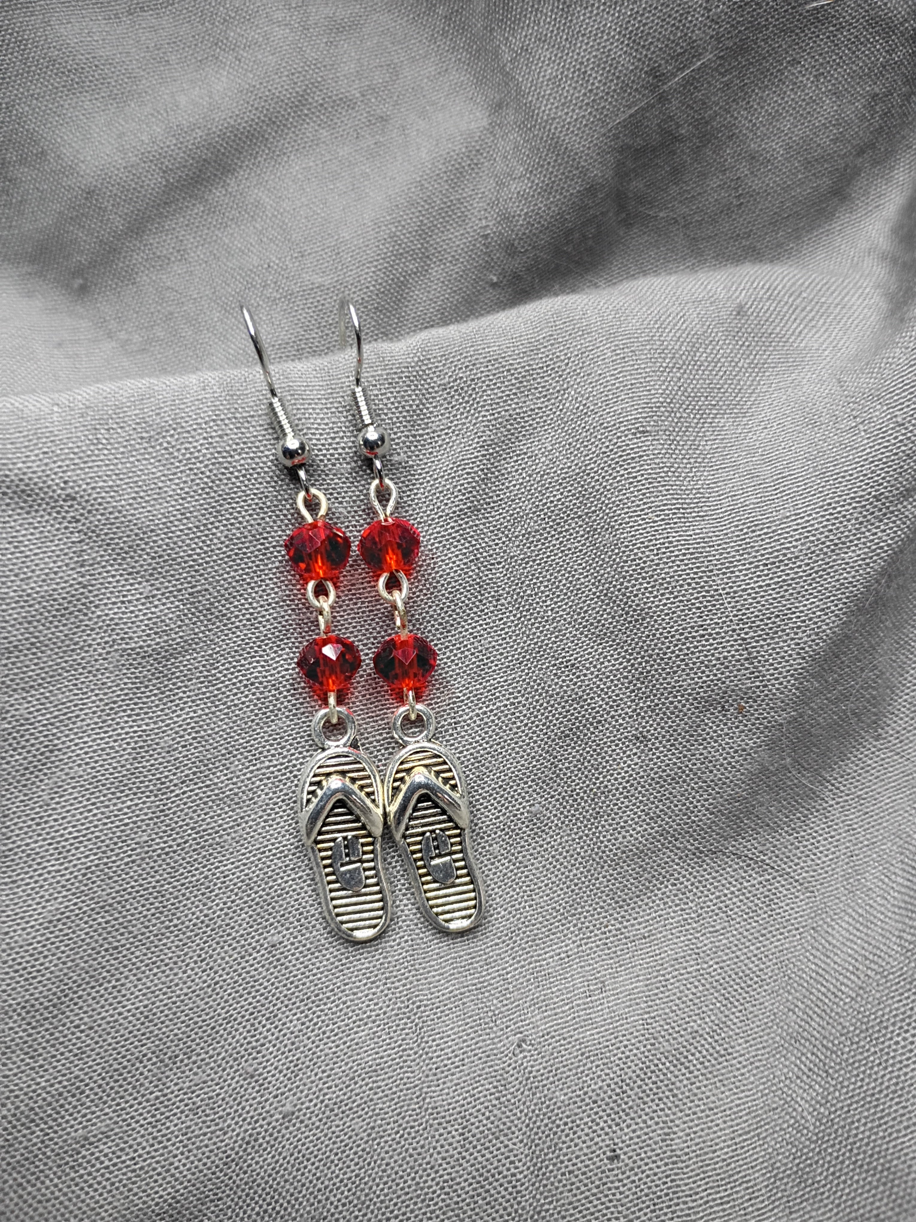 Silver flip flop earrings