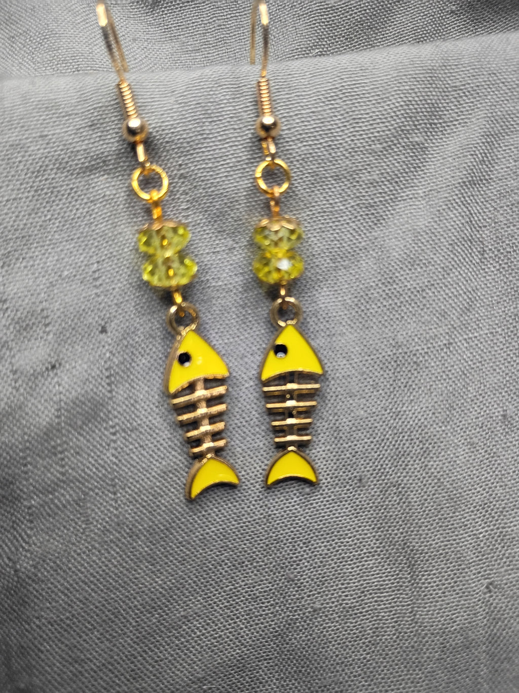 Enamel fishbone earrings