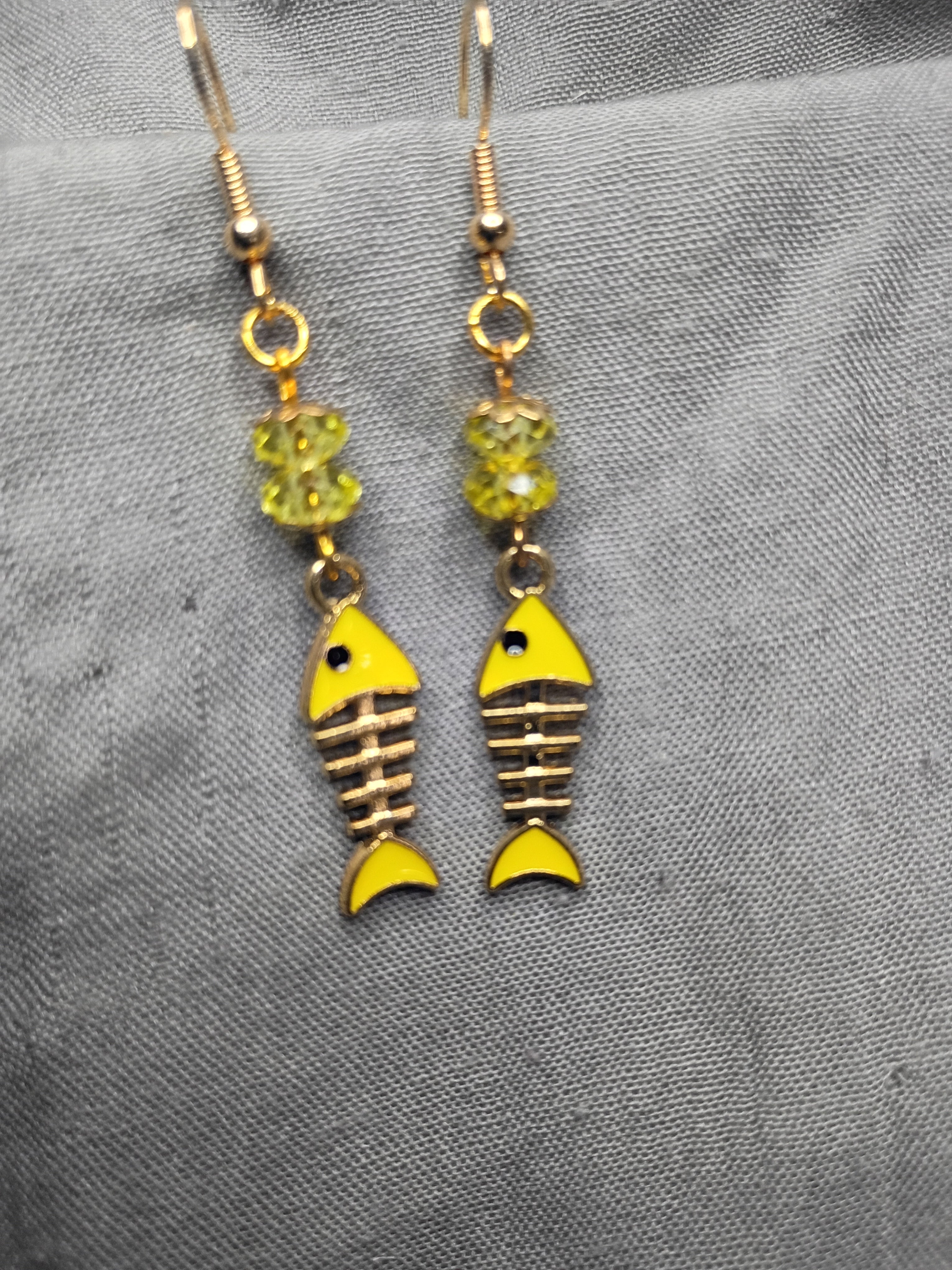 Enamel fishbone earrings
