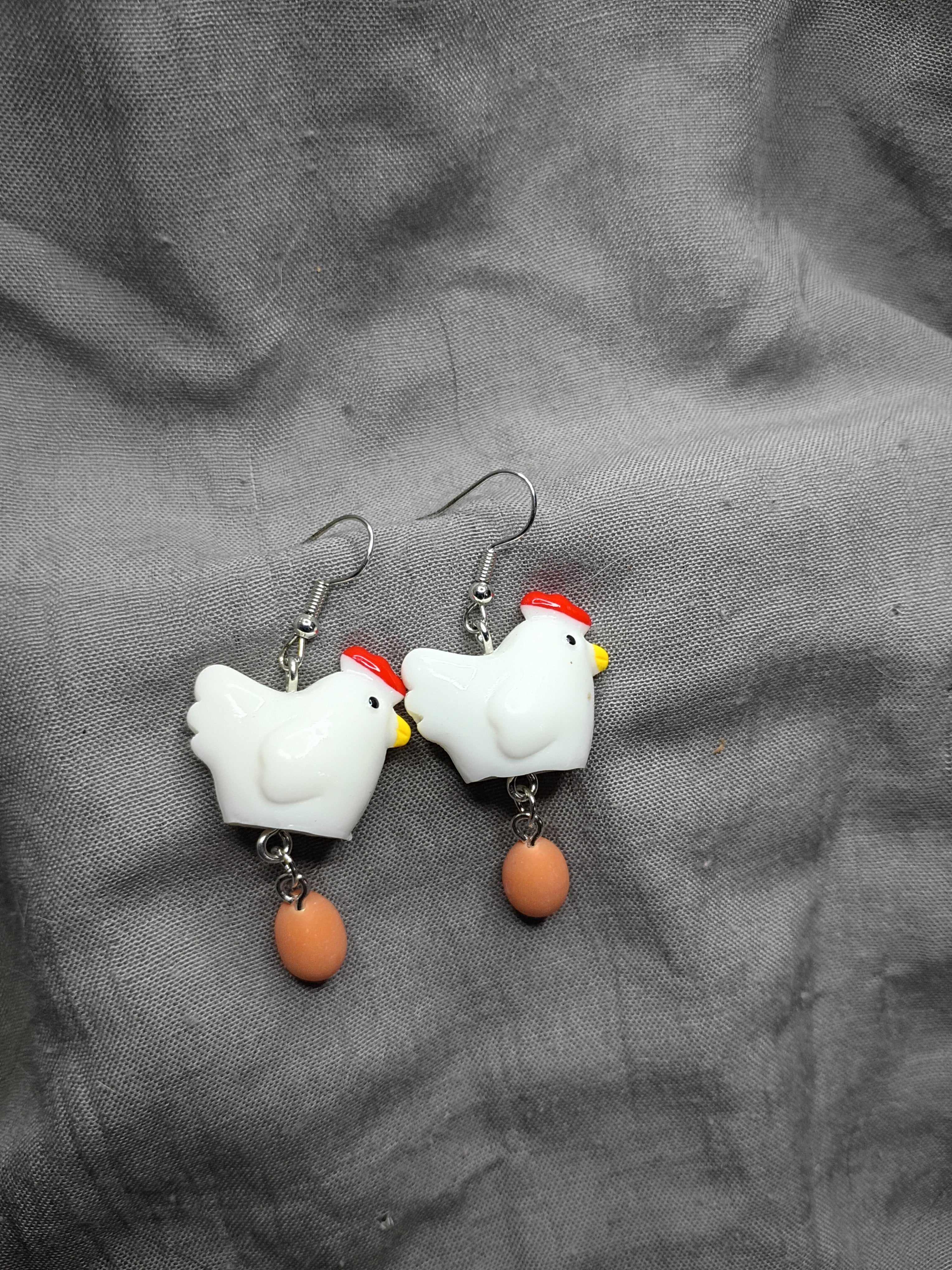 Chicken with egg earrings